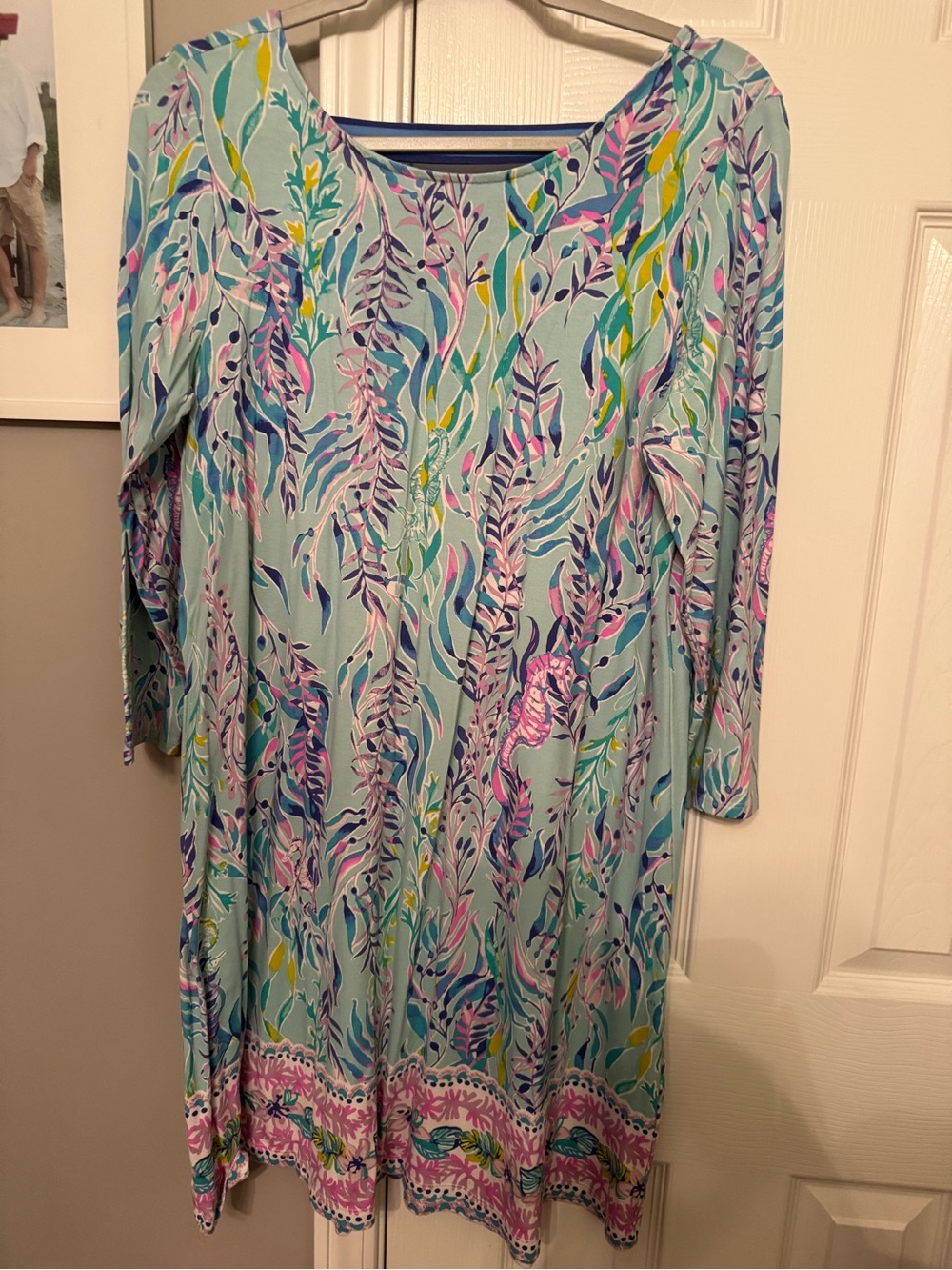 Lilly Pulitzer Light Blue Floral Vine 3/4-Sleeve Dress